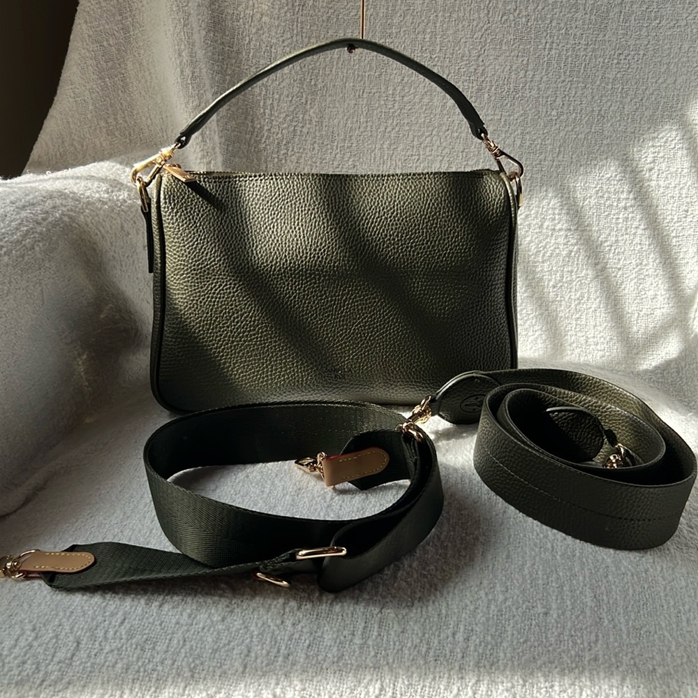 Angela Roi olive green Grace top handle signet bag